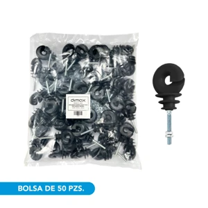 AISLADOR PARA CERCAS ELÉCTRICAS TIPO ROSCA COLOR NEGRO*AISLACIÓN 12.000 VOLTIOS*PAQUETE DE 50 UNIDADES