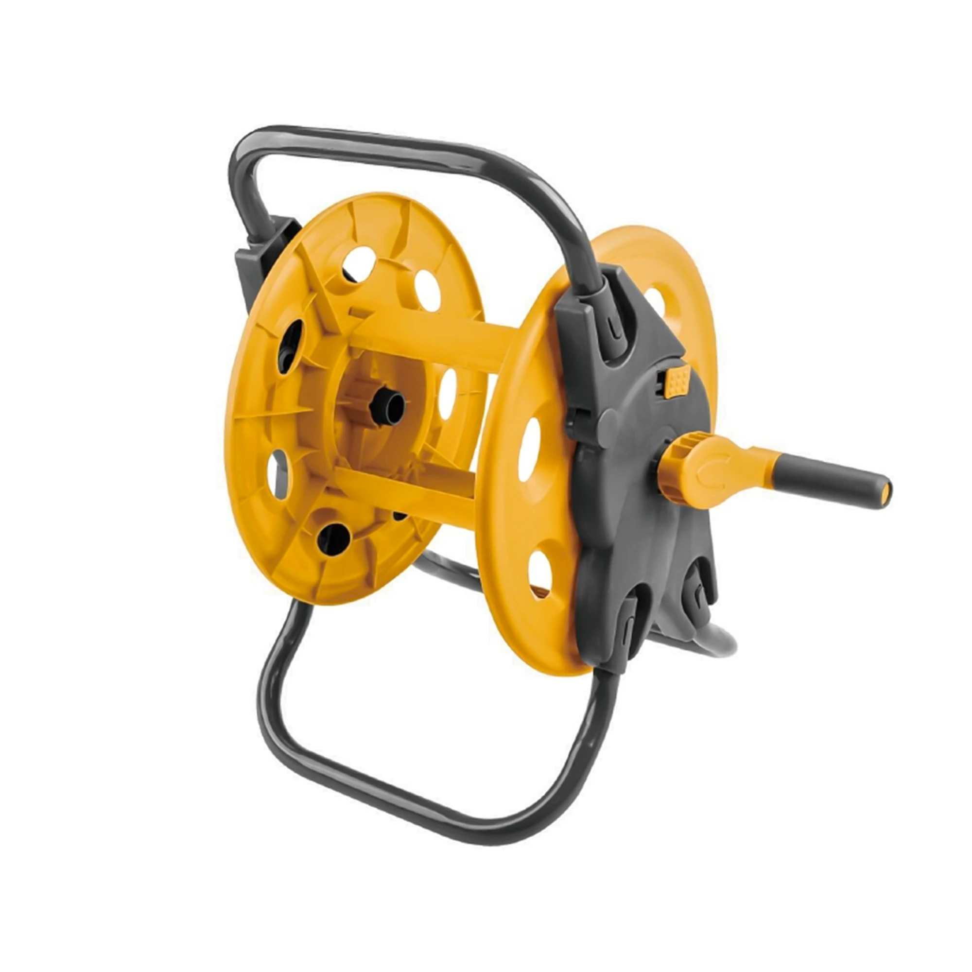 ENROLLADOR DE MANGUERA 1/2"x45M - MANGO PLEGABLE, SIMPLE CLIP Y MONTAKE DE BLOQUEO