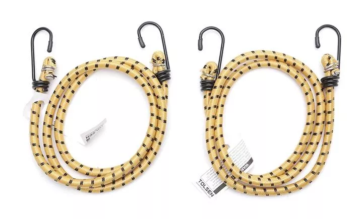 CUERDA DE EQUIPAJE 2 UNID 36", 90CM - MATERIAL DE LATEX Y CAUCHO, DIAMETRO 7MM, GANCHO 3MM CON TAPAS PROTECTORAS