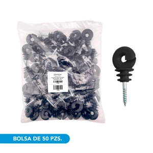 AISLADOR PARA CERCAS ELECTRICAS TIPO ENCARNE COLOR NEGRO*AISLACION 12.000 VOLTIOS*PAQUETE DE 50 UNIDADES.