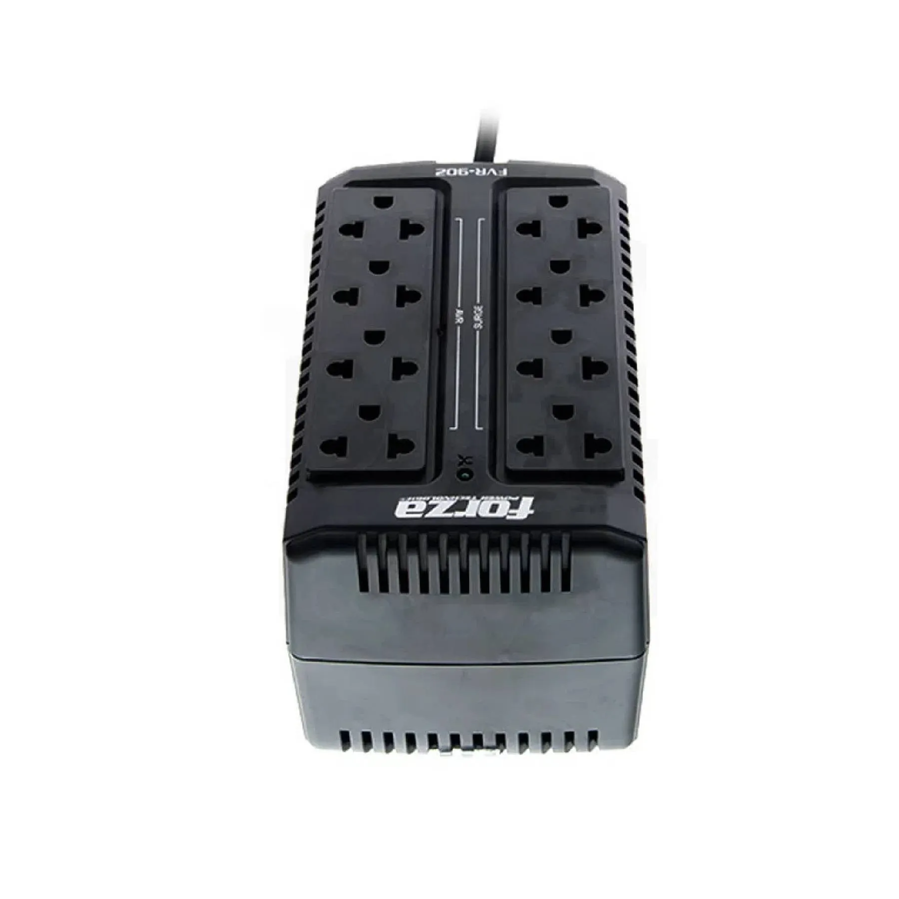 Capacidad: 900VA/450W • Voltage: 220V • VA de salida: 900 VA • Receptáculo: 8 x Universal NEMA 5-15R • 4 Tomas AVR, 4 Tomas Surge