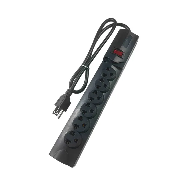 REGLETA CORTA PICOS 0,9MT DE 6 ENCHUFES* ENCHUFES TIPO B CON PUNTO A TIERRA 10A/220V* INTERRUPTOR RESET CON LED* PROTECCION DE SOBRETENSION 90 JUL.